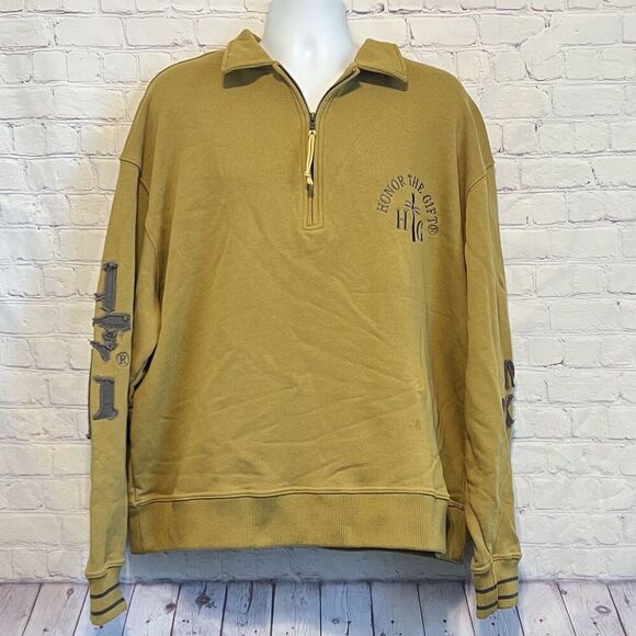 Honor The Gift Prep School Henley Sweatshirt Size 3XL Mustard Yellow Pullover - Picture 2 of 11